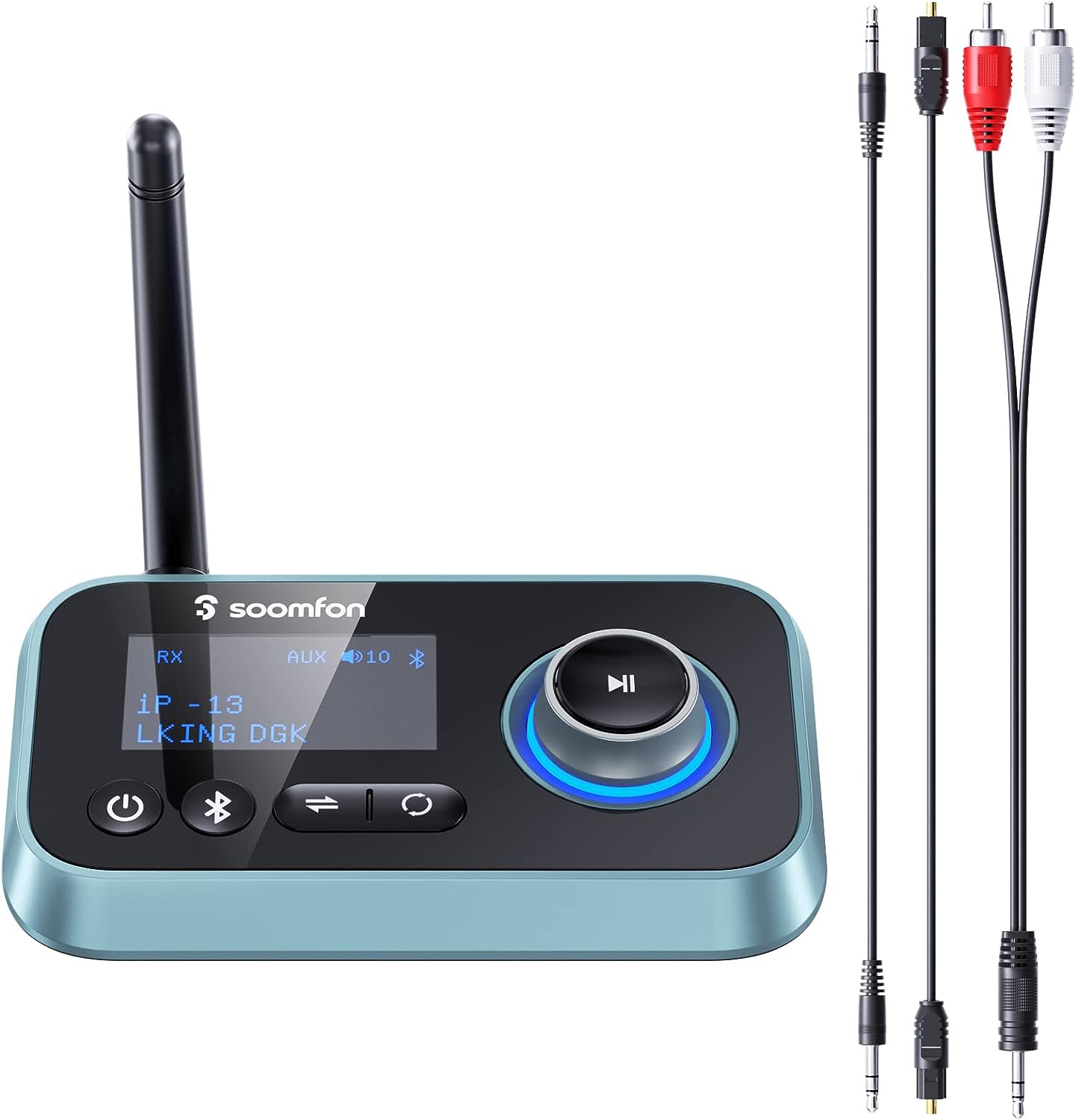 SOOMFON Transmisor Receptor Bluetooth 5.0-3 En 1 Adaptador hifi Emisor Bluetooth Audio con Pantalla LCD para TV, Estéreo, Auriculares, Altavoces, Receptor Bluetooth Audio con Aux 3,5mm, RCA, Cable Óptico